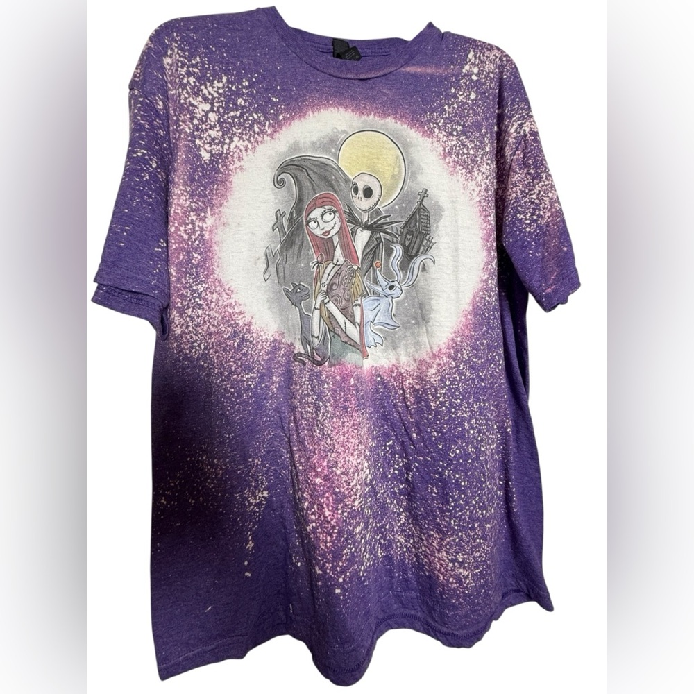 The Nightmare Before Christmas Jack Skellington, Sally, and Zero Acid Wash Tee